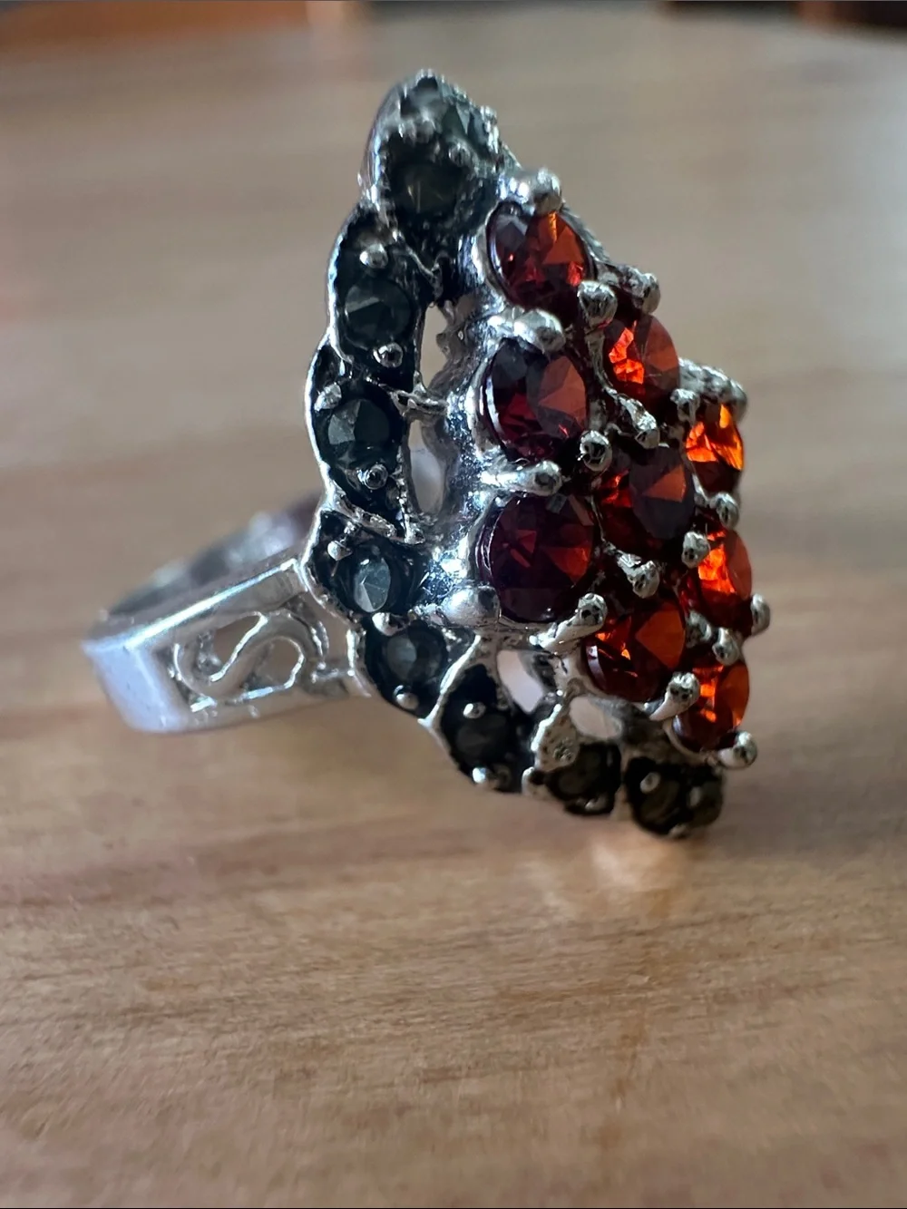Red & Silver Statement Ring
